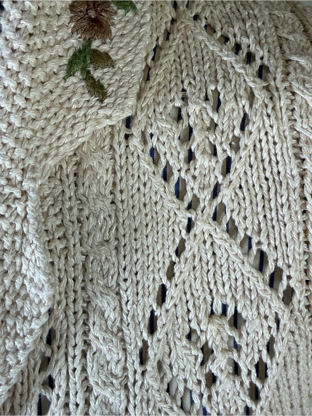 Vintage 90s Ralph Lauren Hand Knit Vest Linen Cotton PS Embroidered Cottagecore - Picture 13 of 13